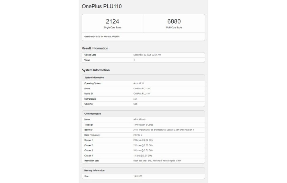 OnePlus Turbo, Εμφάνιση του OnePlus Turbo στο Geekbench αποκαλύπτει τον επεξεργαστή του