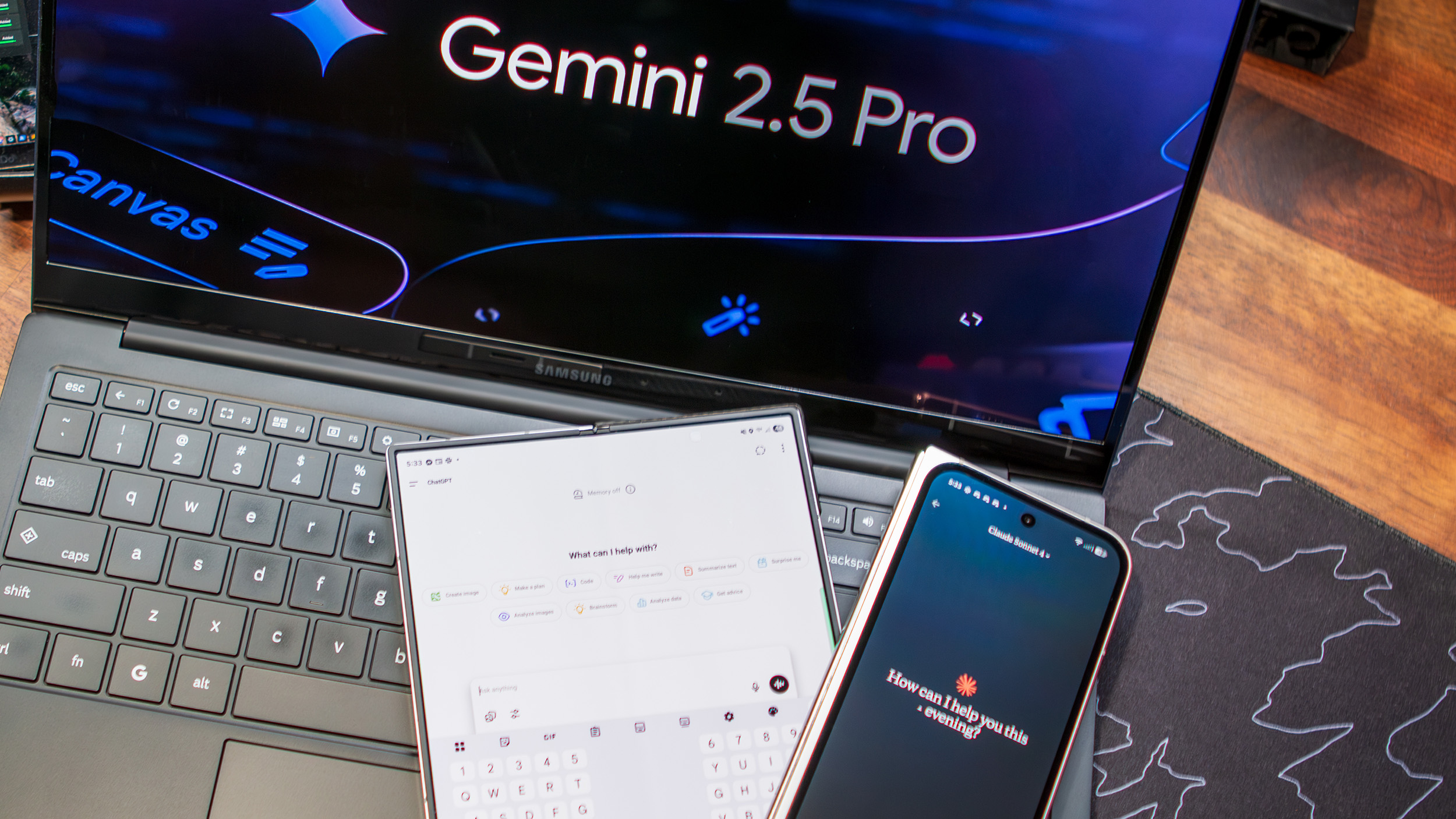 Gemini 2.5 Pro στο Galaxy Chromebook Plus, ChatGPT στο Galaxy Z Fold 6, Claude στο Pixel 9 Pro Fold