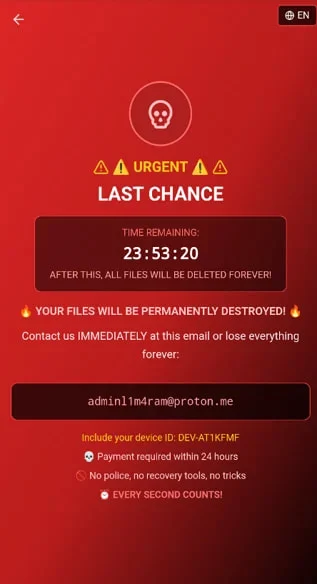 Το νέο κακόβουλο λογισμικό DroidLock κλειδώνει συσκευές Android και απαιτεί λύτρα Επικάλυψη λύτρων του DroidLock