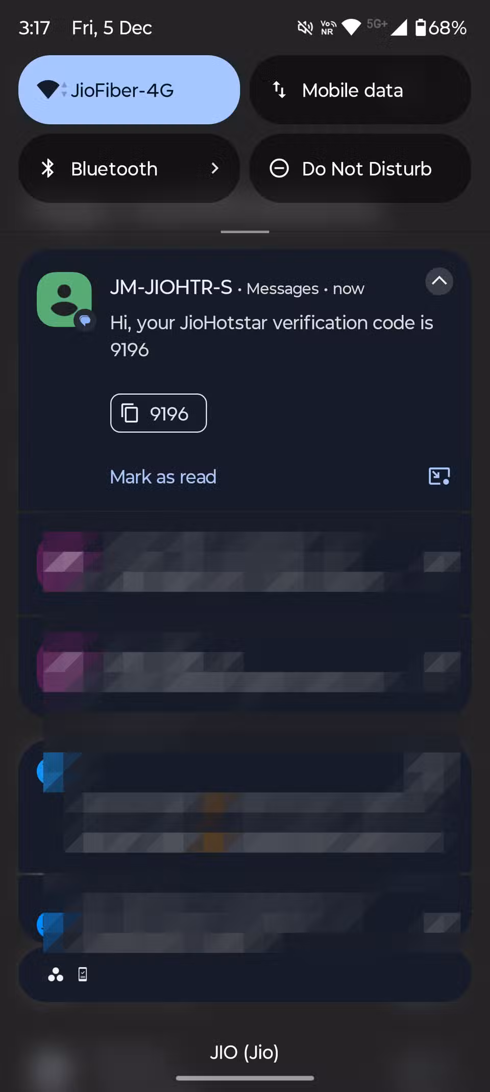 Στιγμιότυπο οθόνης που δείχνει μηνύματα OTP στην εφαρμογή Google Messages