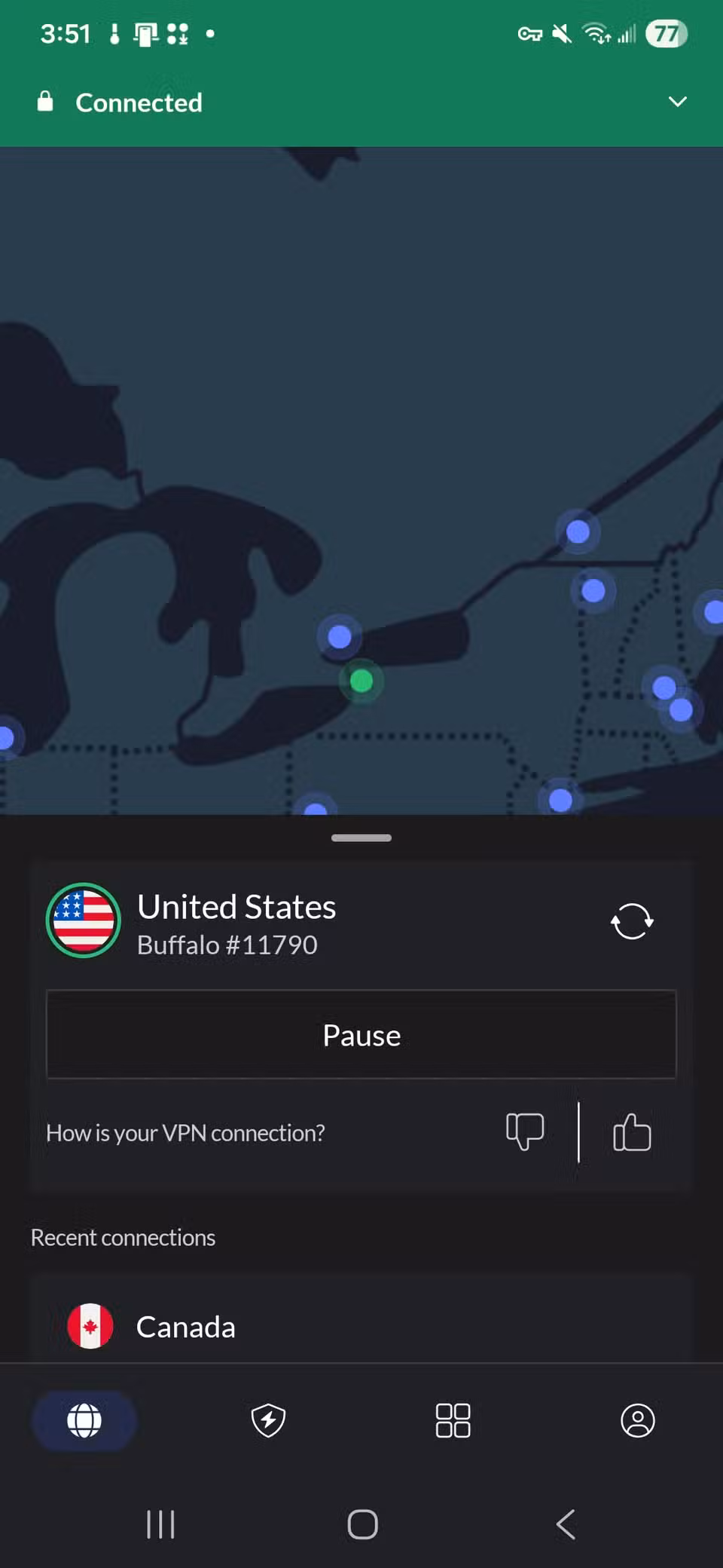 Το κρυφό κόλπο NordVPN που οι περισσότεροι χρήστες Android δεν παρατηρούν ποτέ Η εφαρμογή NordVPN εμφανίζει την αρχική σελίδα και το κουμπί παύσης κατά τη σύνδεση
