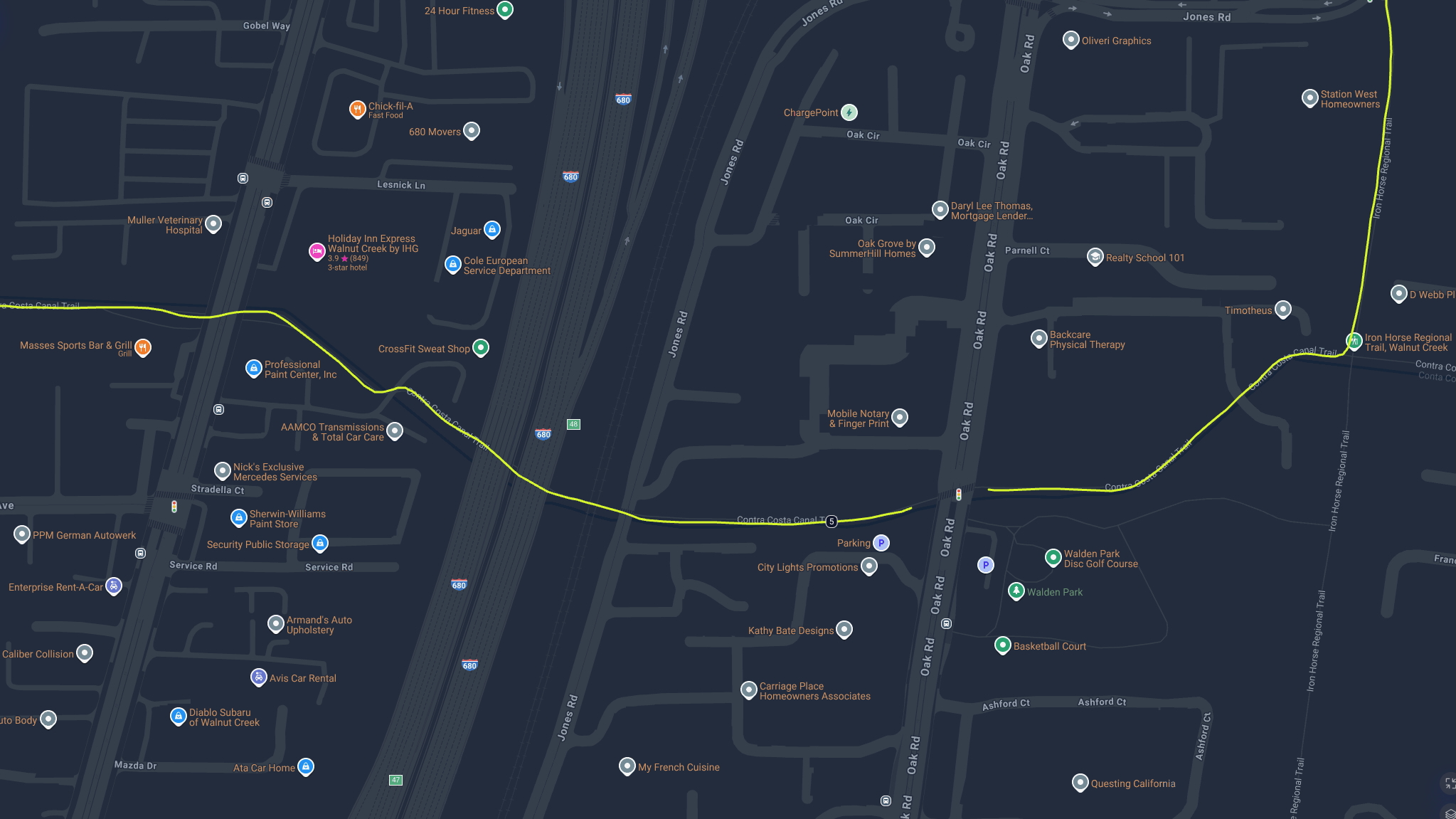 A GPS line showing how the COROS NOMAD's dual-frequency GPS matches against my real-world path.