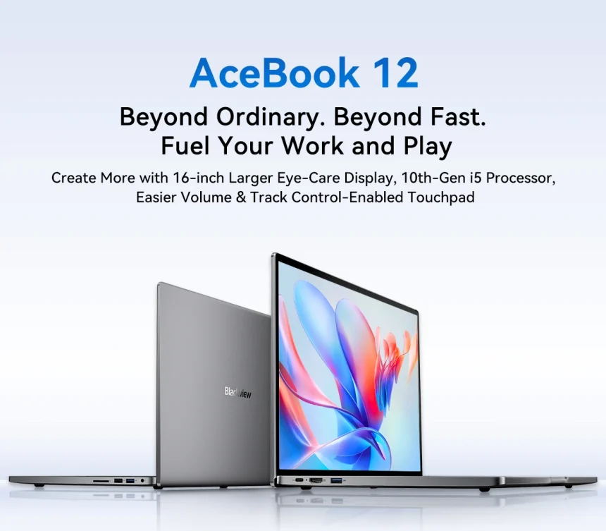 Ανακαλύψτε το Blackview AceBook 12: Laptop 16", Intel i5 10ης γενιάς, 16GB RAM – Μοναδική προσφορά μόνο με 364,6€ από Ευρώπη!