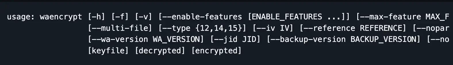 WhatsApp Crypt Tool για κρυπτογράφηση και αποκρυπτογράφηση αντιγράφων ασφαλείας WhatsApp
