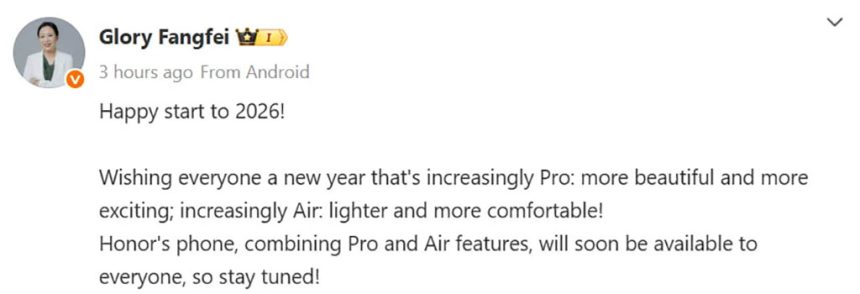 Η Honor μιλά για ένα νέο smartphone, που ονομάζεται Magic 8 Pro Air