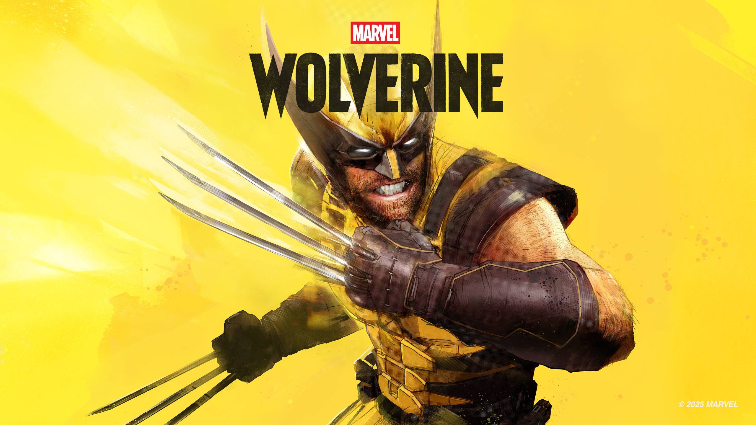 Marvel Wolverine character illustration on a yellow background with © 2025 MARVEL text.