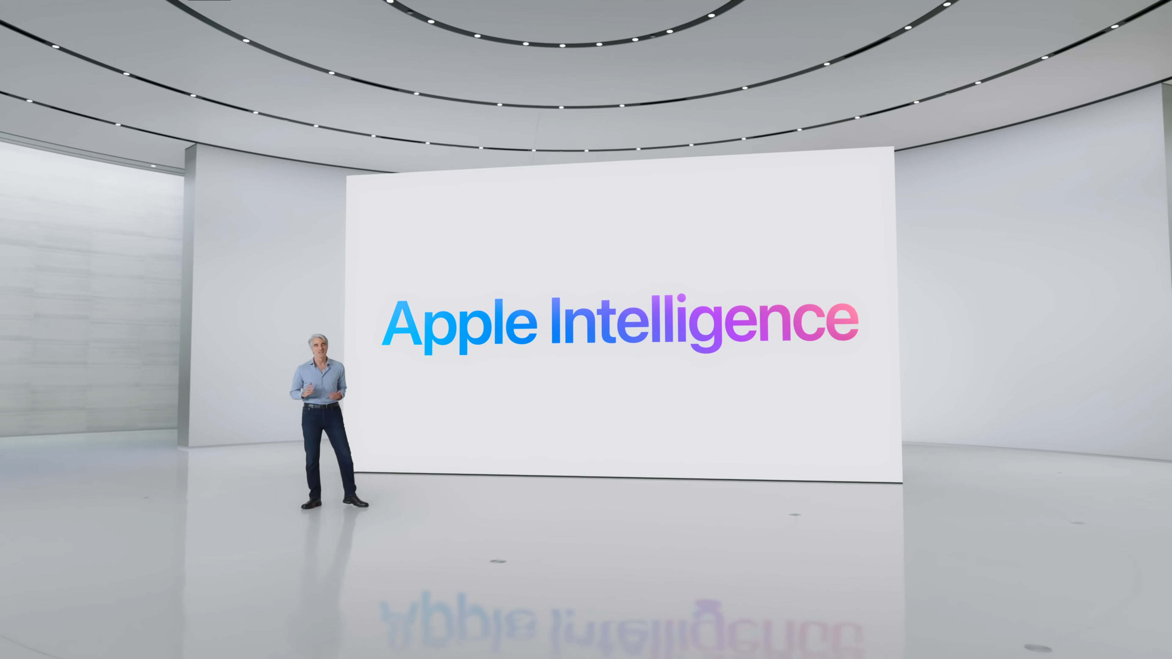 Κεντρική παρουσίαση του Apple WWDC 2024 με χαρακτηριστικά και περιγραφές του Apple Intelligence