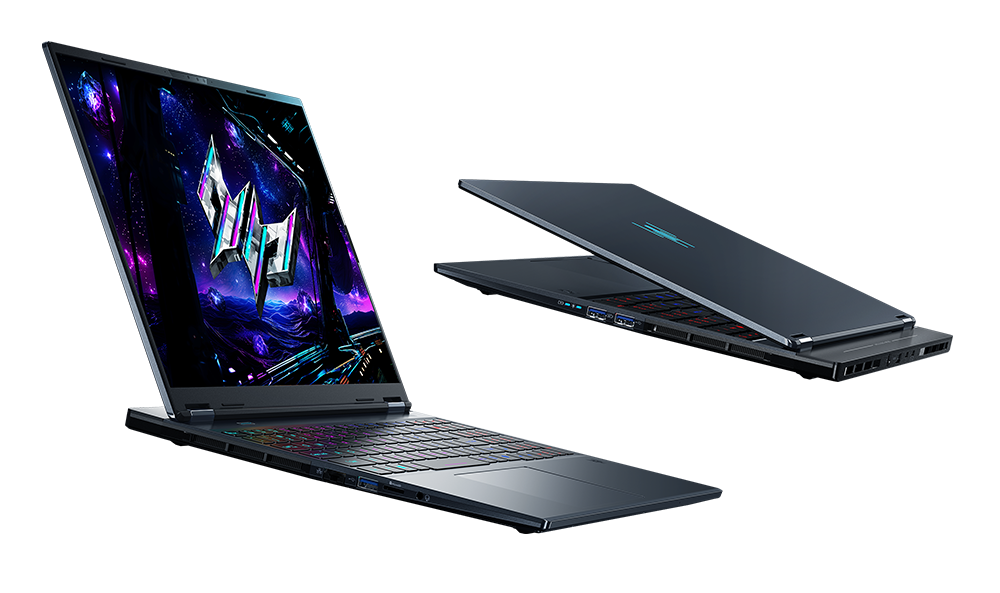 Η Acer αποκαλύπτει τη νέα σειρά φορητών υπολογιστών Predator & Nitro στην CES. Παρουσιάζονται μοντέλα με GPU Panther Lake και RTX 50 Δύο φορητοί υπολογιστές Acer Predator Helios, ο ένας ανοιχτός εμφανίζει μια φωτεινή οθόνη με θέμα το κοσμικό και ο άλλος κλειστός που δείχνει το λογότυπο Predator.