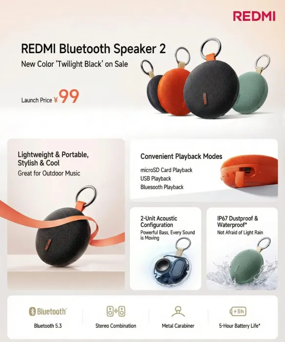 Ανακαλύψτε το REDMI Bluetooth Speaker 2: Το απογειωτικό ηχείο σε χρώμα Twilight Black μόνο με 12€! Μην το χάσετε!