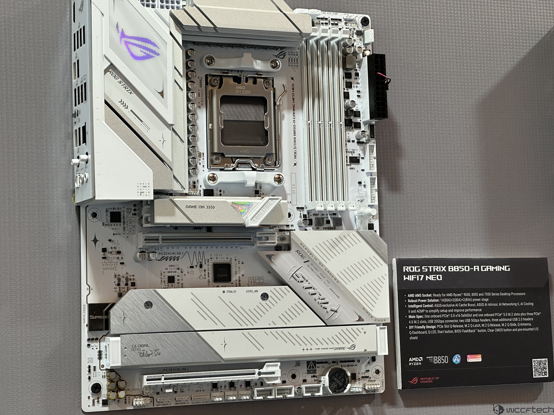 Εμφανίζεται η μητρική πλακέτα ASUS ROG Strix B850-A Gaming WiFi7 Neo, η οποία διαθέτει υποστήριξη για επεξεργαστές της σειράς AMD Ryzen 8000.