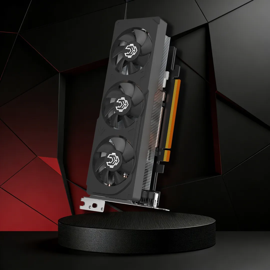 Η Vastarmor αποκαλύπτει την κάρτα διπλής υποδοχής Triple-Fan RX 9060 XT 16 GB Low Power Μια κάρτα γραφικών με τρεις ανεμιστήρες ψύξης σε βάση, με το λογότυπο Montech σε κάθε ανεμιστήρα και εμφανείς υποδοχές στο πλάι.