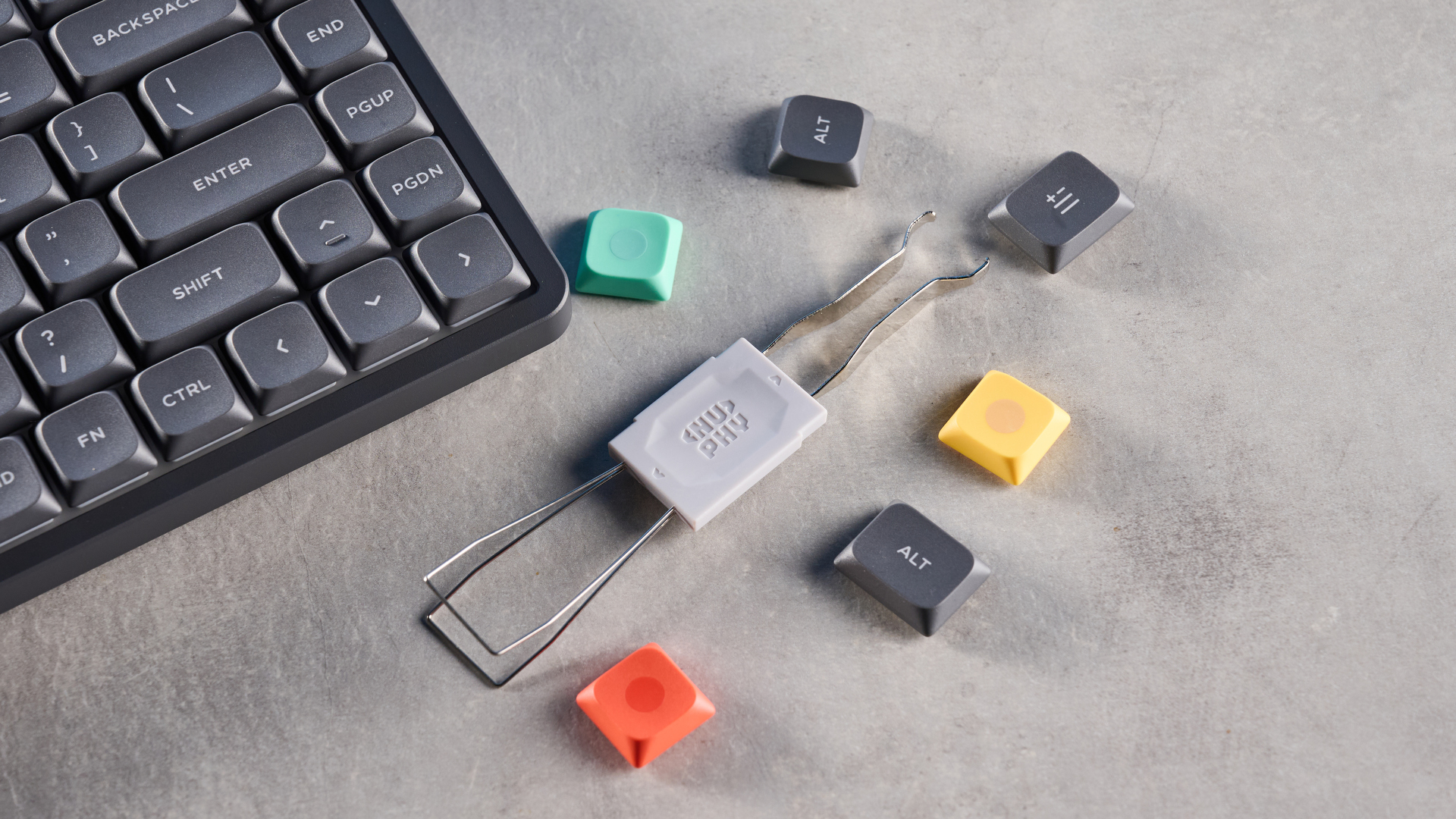 The NuPhy Node75 on a stone surface