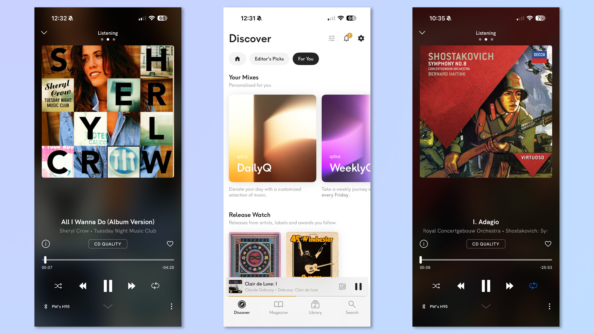 «Αρνήθηκα το Spotify και η απόφαση μου με άλλαξε ριζικά — Δες σε ποια απίθανη πλατφόρμα μετακόμισα!» Ένα στιγμιότυπο οθόνης από το Qobuz που δείχνει προτάσεις και αναπαραγωγή