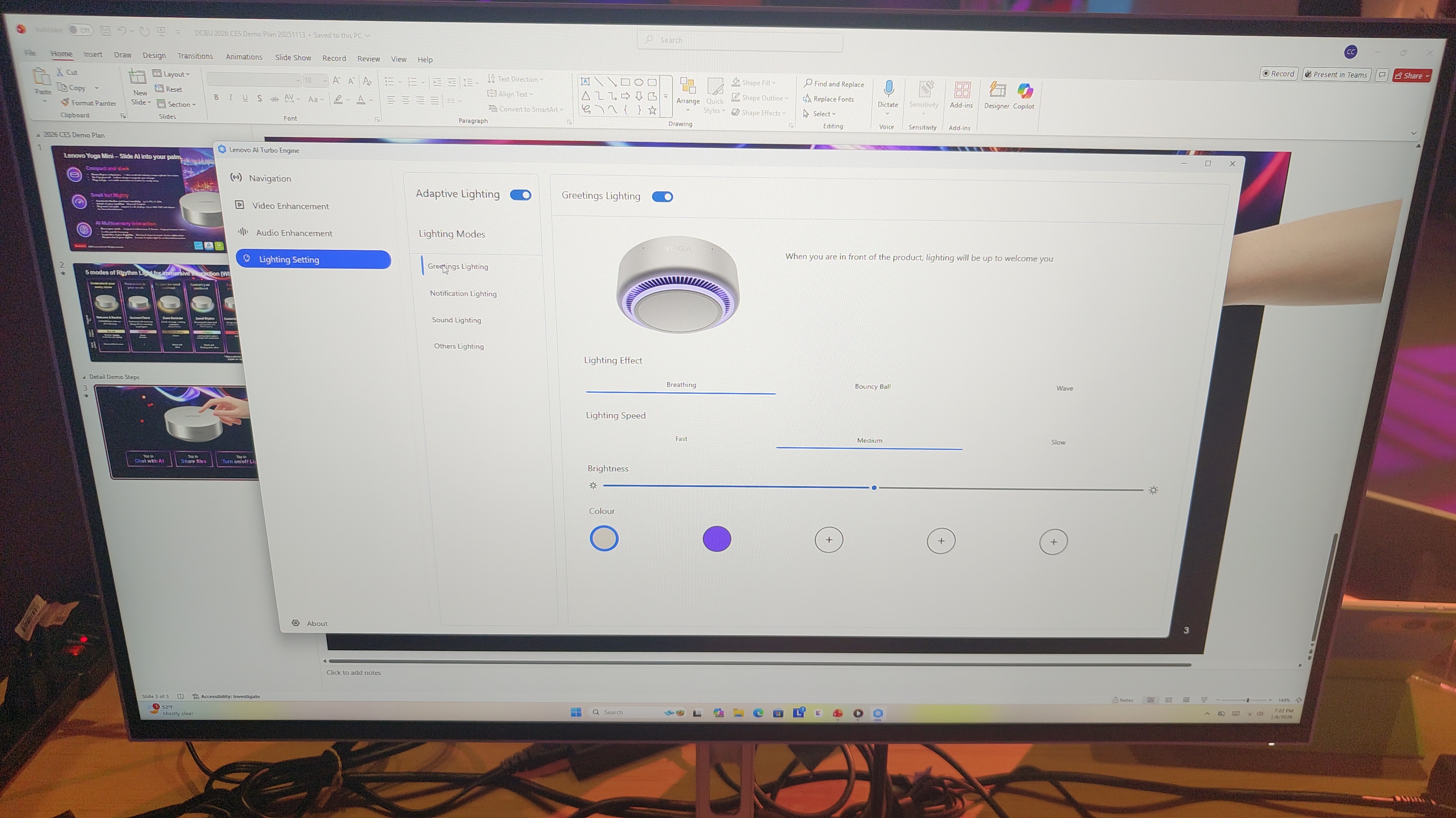Προσαρμογή του φωτισμού RGB και των εφέ φωτισμού του Lenovo Yoga Mini i χρησιμοποιώντας την εφαρμογή AI Turbo Engine της Lenovo