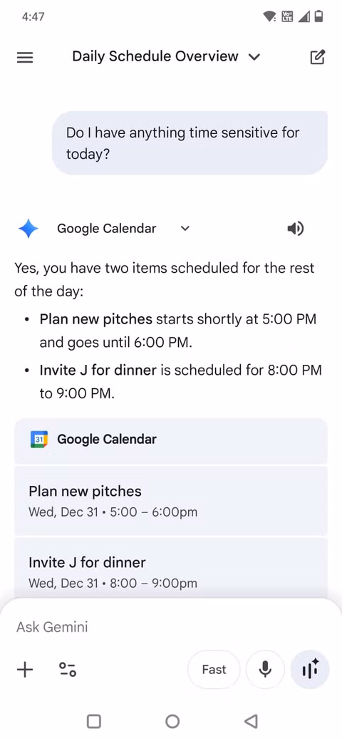 Αντικατέστησα την πρωινή μου κύλιση με Gemini — και τα αποτελέσματα με εξέπληξαν Στιγμιότυπο οθόνης που δείχνει την επισκόπηση του προγράμματος στο Gemini