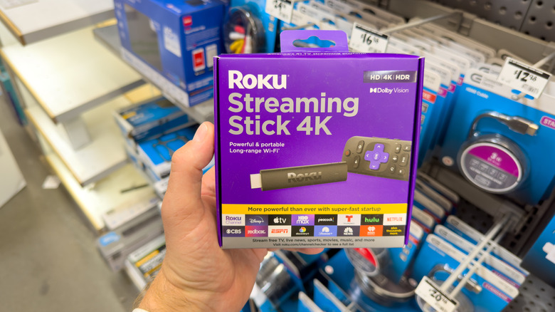 Ένα άτομο που κρατά το Roku Streaming Stick 4K.
