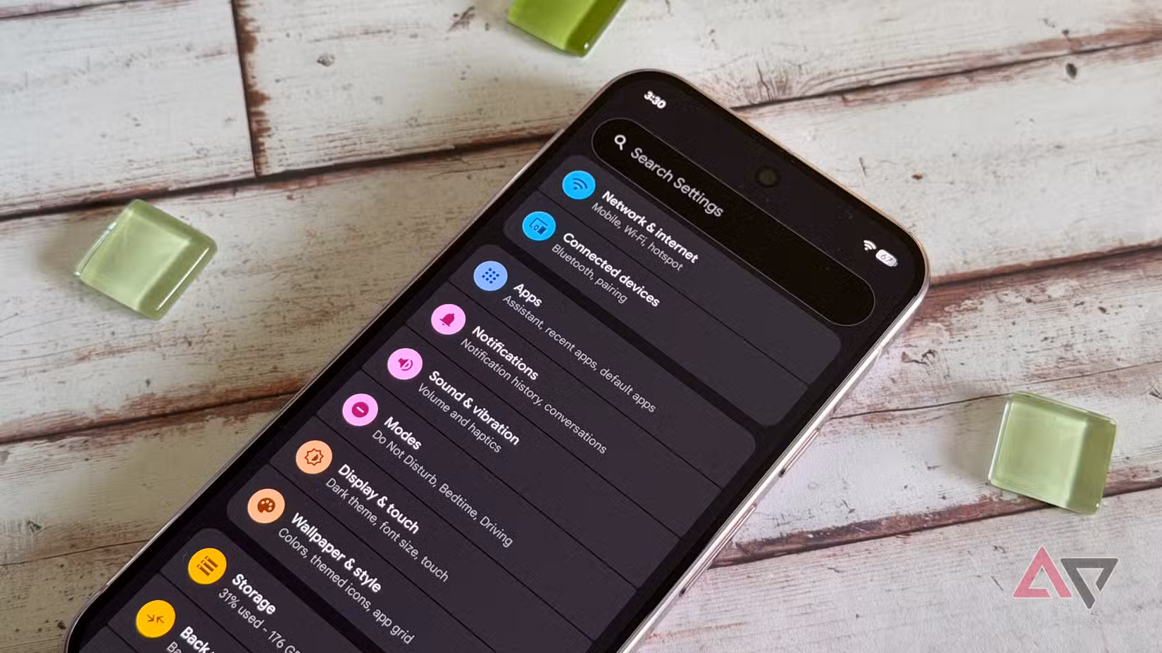 Μενού ρυθμίσεων Material 3 Expressive στο Pixel 9 Pro XL