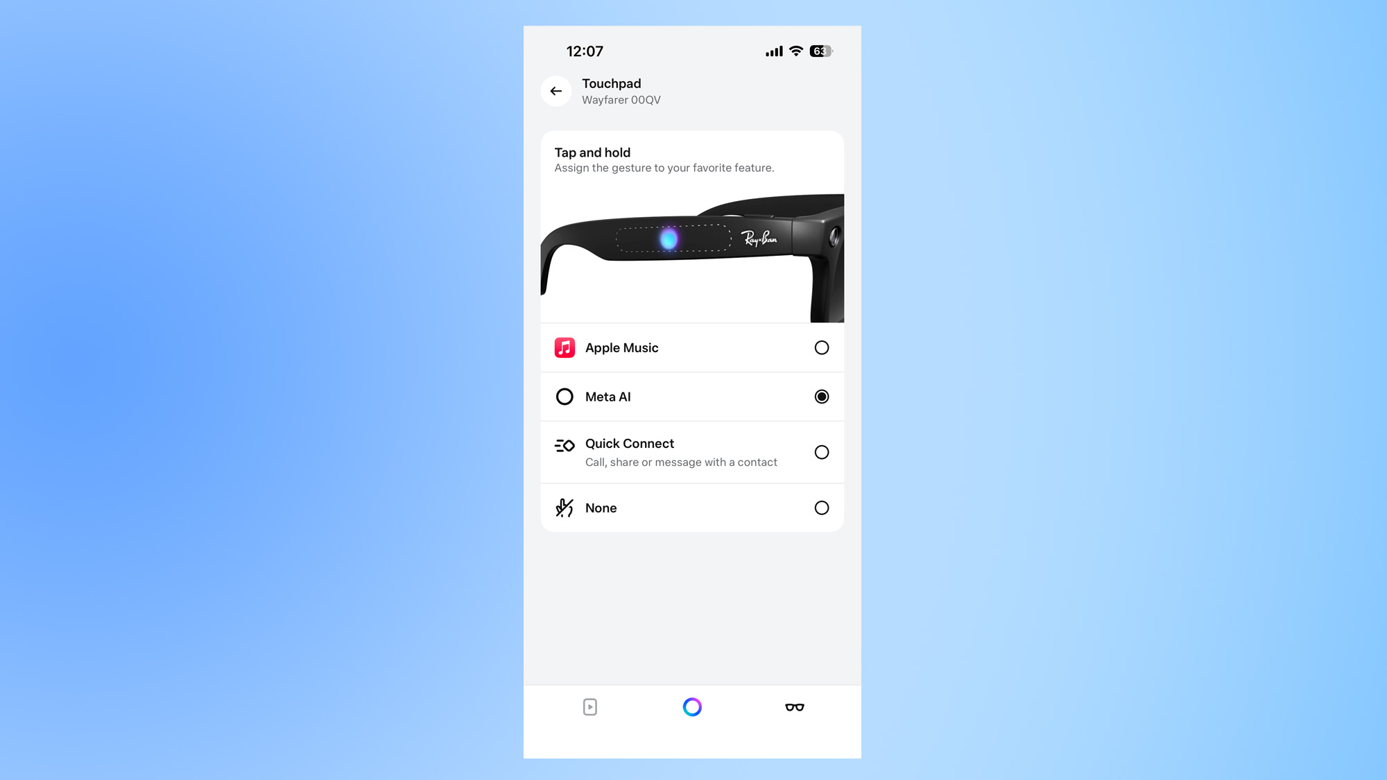Ρυθμίσεις αφής Ray-Ban Meta