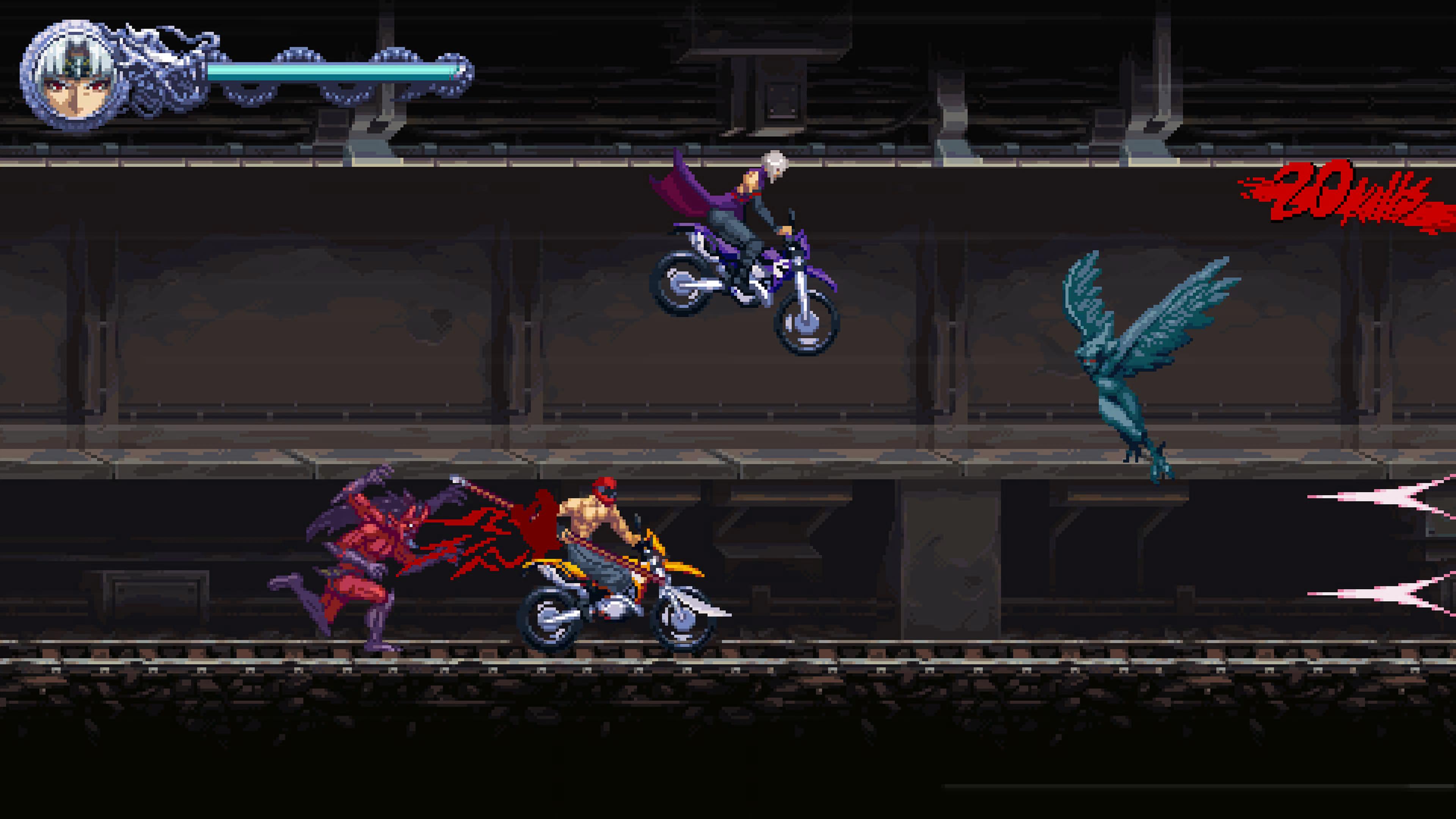 Ninja Gaiden: Ragebound - Ανακαλύψτε γιατί αυτό το παιχνίδι θα σας αφήσει άφωνους! Στιγμιότυπο οθόνης από το Ninja Gaiden: Ragebound, που δείχνει την Kumori να οδηγά μια μηχανή.