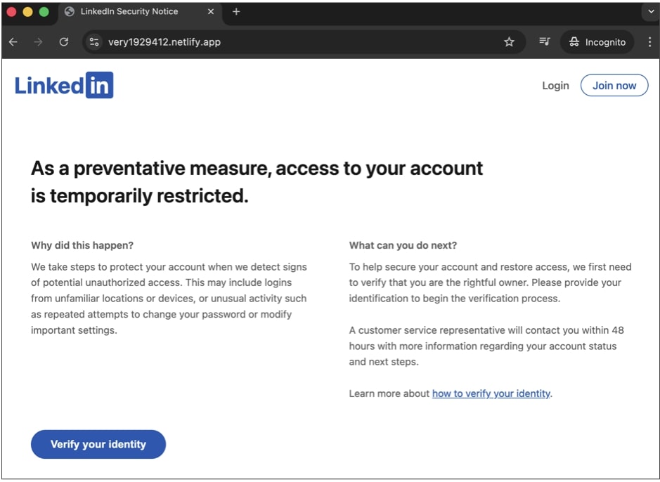 Πρώτος τομέας phishing LinkedIn