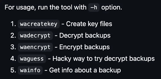 WhatsApp Crypt Tool για κρυπτογράφηση και αποκρυπτογράφηση αντιγράφων ασφαλείας WhatsApp