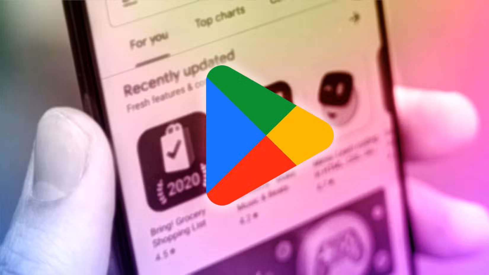 Οι βαθμολογίες αστεριών στο Google Play είναι κατεστραμμένες — εδώ είναι τα 8 σημάδια που εμπιστεύομαι εικονογράφηση φωτογραφίας ενός ατόμου που κρατά ένα τηλέφωνο με το λογότυπο του Google Play