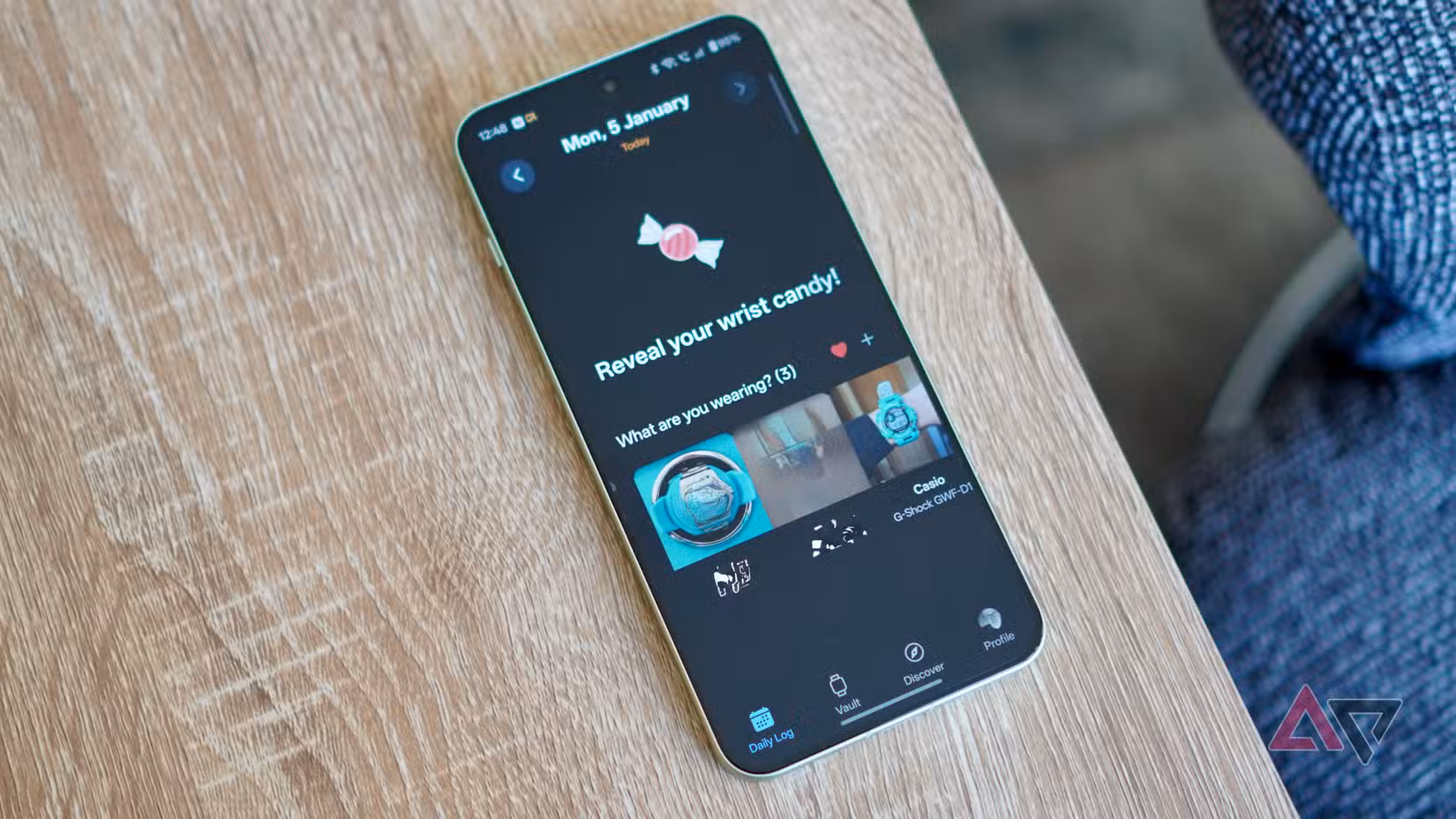 Η κύρια οθόνη στην εφαρμογή WristLog