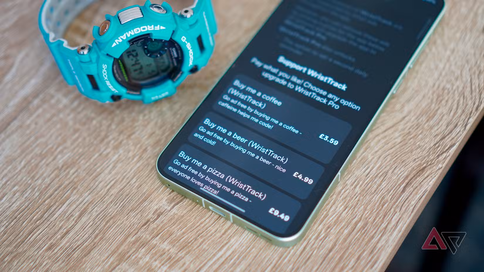 Επιλογές τιμής στην εφαρμογή WristTrack