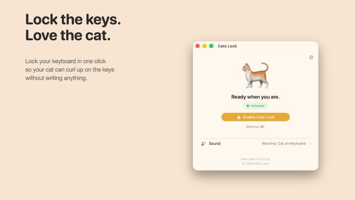 Το Cats Lock για Mac: Προστασία από γατοκαταστροφές στο πληκτρολόγιο Το Cats Lock για Mac: Προστασία από γατοκαταστροφές στο πληκτρολόγιο