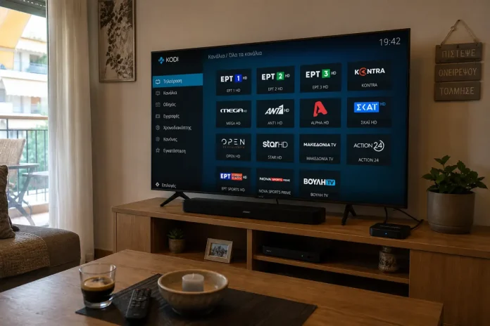 Kodi ελληνικό build σε τηλεόραση σαλονιού με Android box