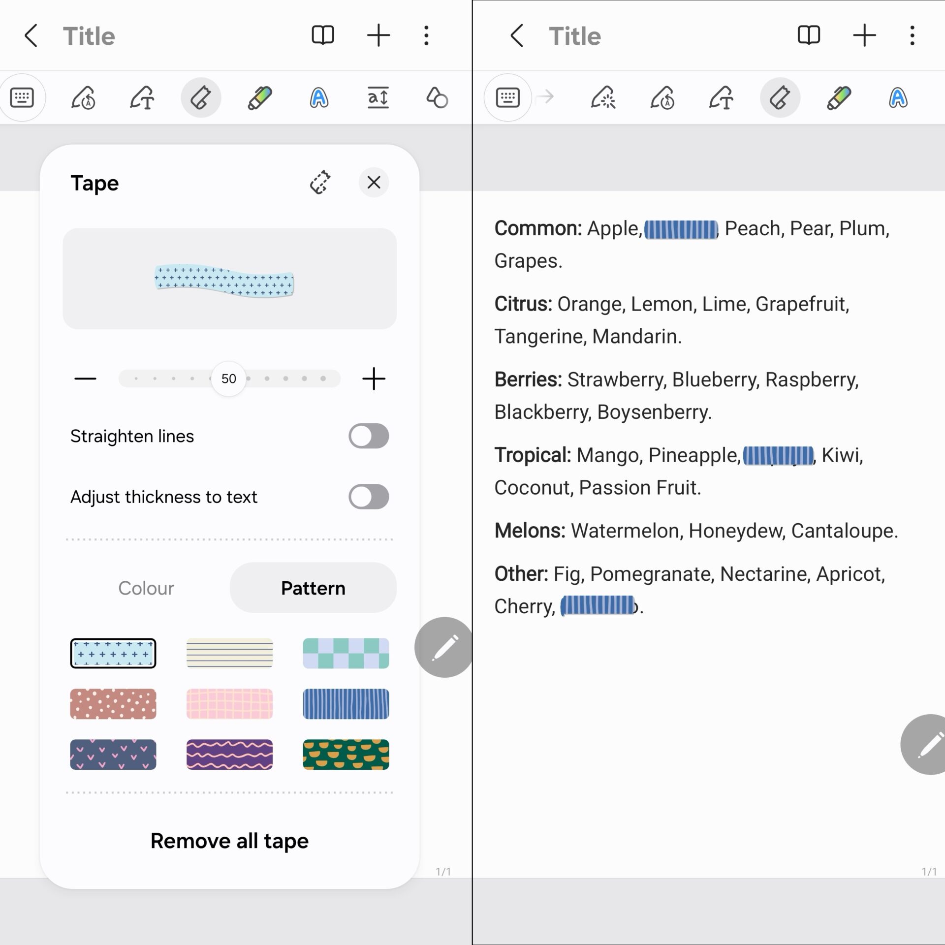 samsung one ui 9.0 notes ρυθμίσεις ταινίας