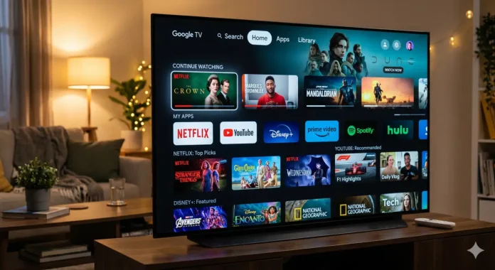Google TV vs Android TV: Ποιο λειτουργικό αξίζει πραγματικά — και τι δεν σου λένε οι κατασκευαστές Σύγκριση Google TV vs Android TV home screen σε smart τηλεόραση