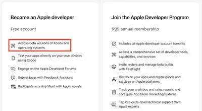Apple Developer Free vs Program