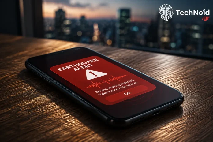 Android smartphone εμφανίζει Google Earthquake Alert κατά τη διάρκεια σεισμού