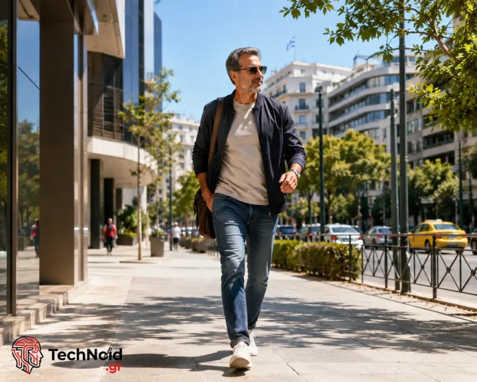 Πόσο γρήγορα περπατάς; Η επιστήμη λέει ότι η απάντηση αλλάζει τα πάντα για τη ζωή σου Άντρας περπατάει μεσημέρι στην αθήνα