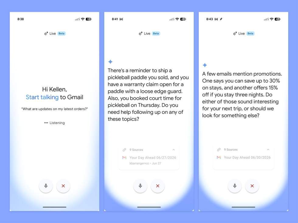 Gmail Live σε δράση, χαρακτηριστικά