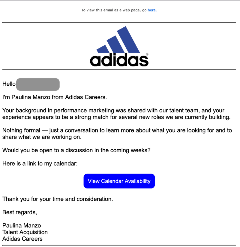 Μήνυμα phishing από την Adidas