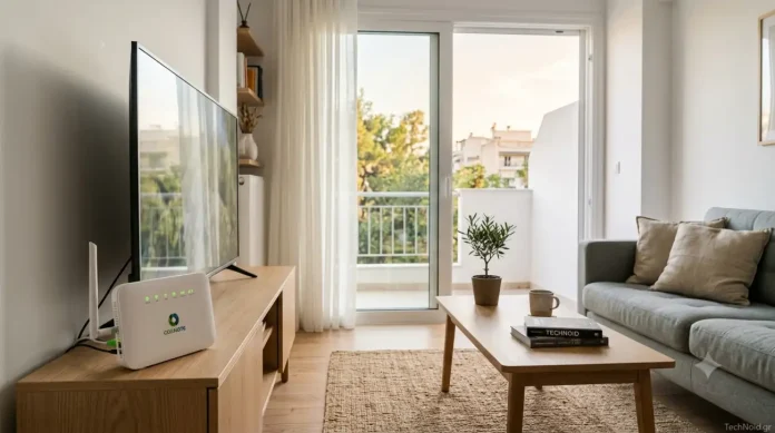 Router και decoder Cosmote σε σαλόνι ελληνικού σπιτιού