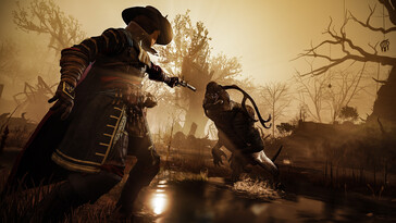 Μια εικόνα που δείχνει μια μάχη στο GreedFall.