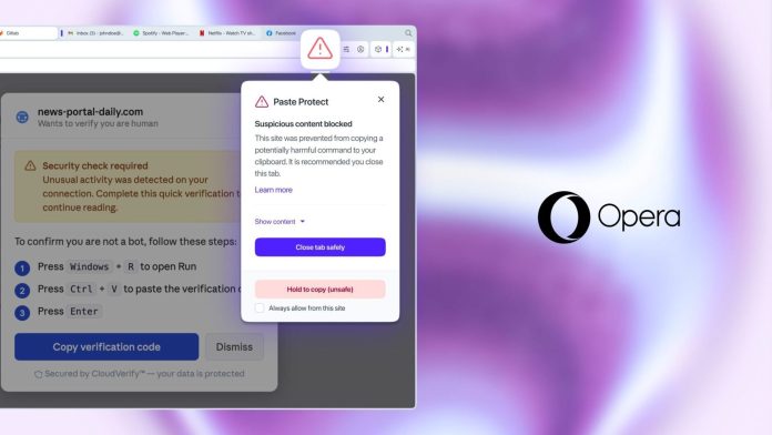 Η Opera ενισχύει την ασφάλεια κατά των επιθέσεων ClickFix Η Opera ενισχύει την ασφάλεια κατά των επιθέσεων ClickFix