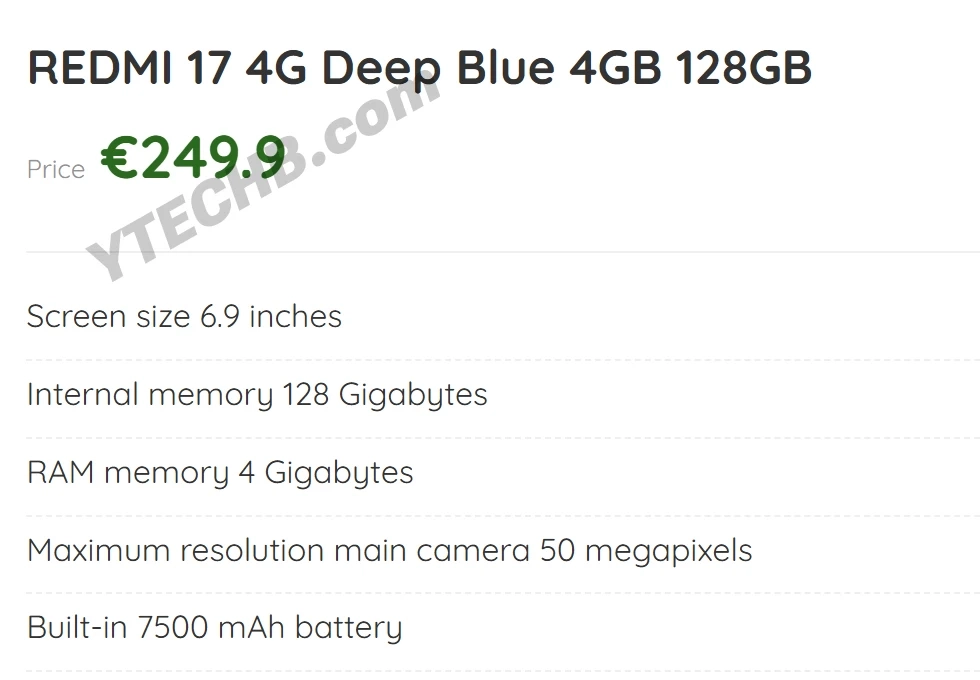 Οι αποδόσεις REDMI 17 4G αποκαλύπτουν μεγάλη οθόνη 6,9 ιντσών 120 Hz και Helio G91 Ultra 3 Οι αποδόσεις Redmi 17 4G αποκαλύπτουν μεγάλη οθόνη 6,9 ιντσών 120 Hz και Helio G91 Ultra