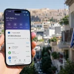 Χρήση εφαρμογής Revolut τραπεζικής με ελληνικό IBAN σε κινητό στην Αθήνα