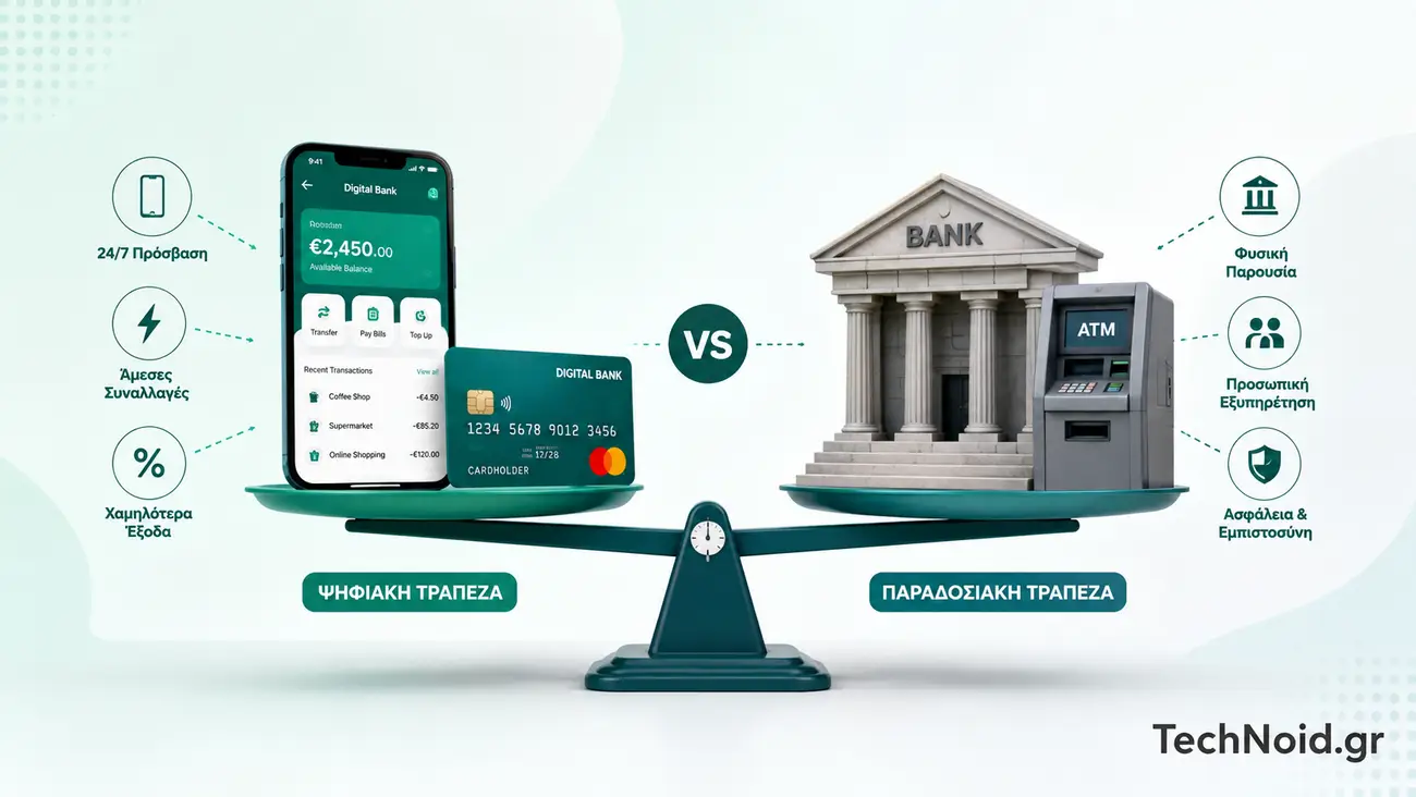 Το ελληνικό IBAN της Revolut είναι εδώ — αλλά αξίζει να αλλάξεις βασική τράπεζα; Σύγκριση ψηφιακής τράπεζας Revolut με παραδοσιακή ελληνική τράπεζα